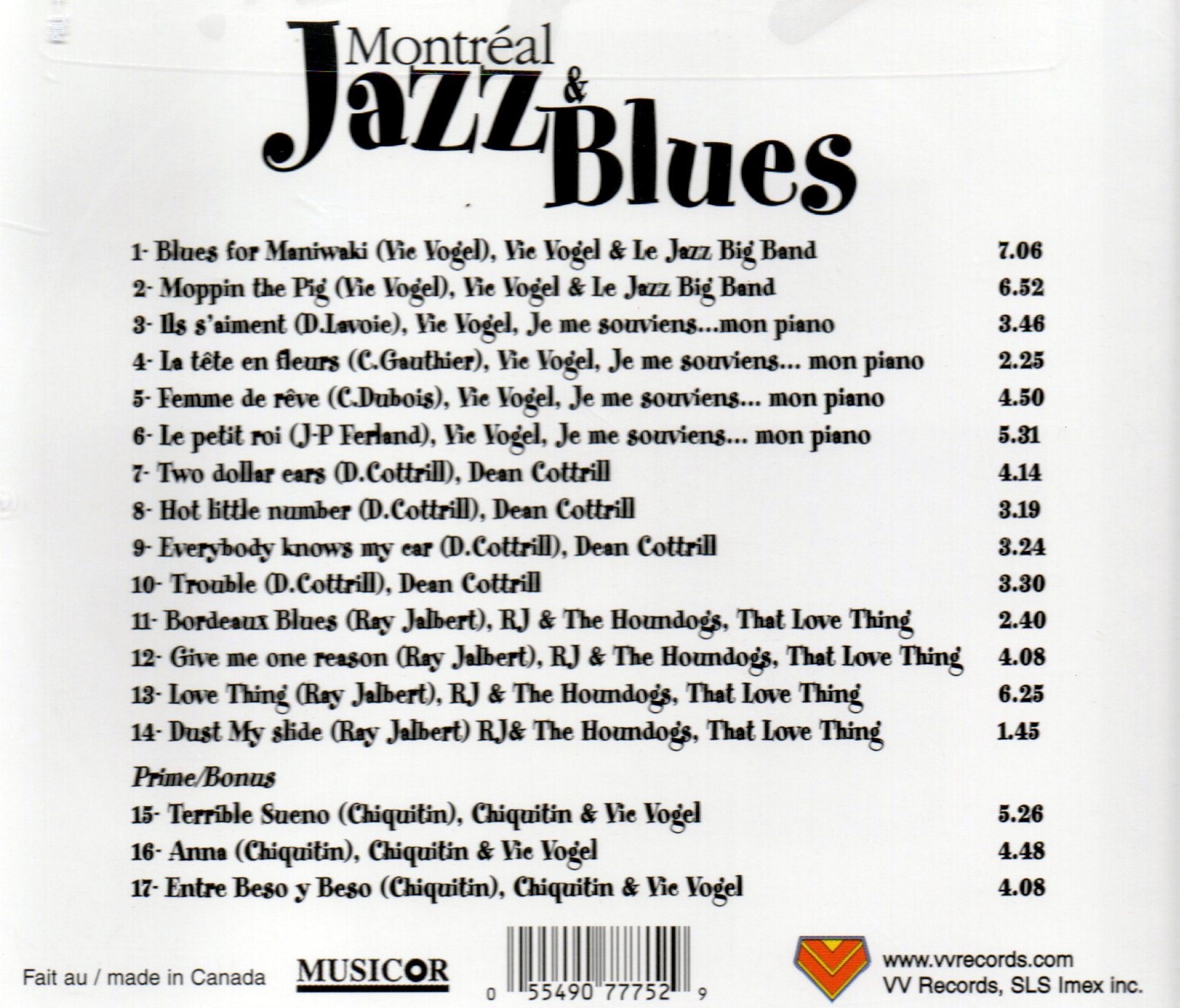 VVCD7775 Montreal Jazz & Blues Back